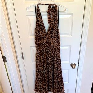 Victor Costa Brown Animal Print Dress